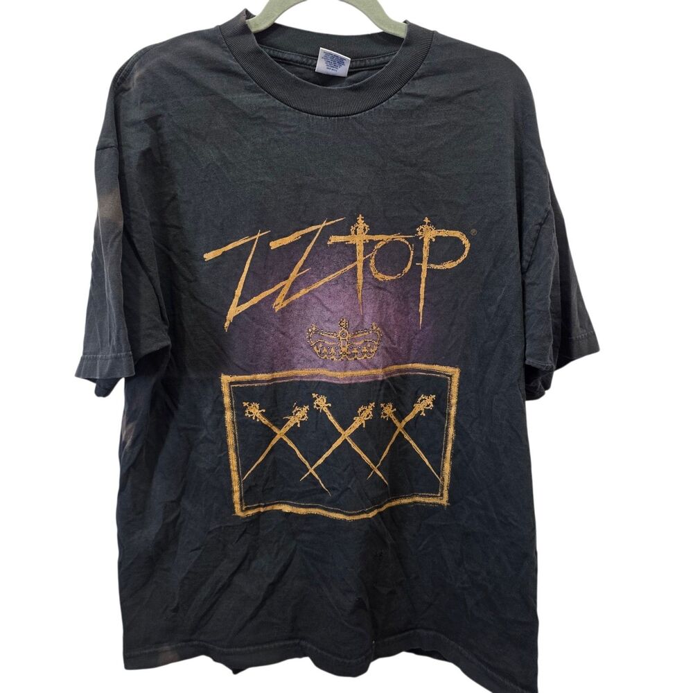 Vintage ZZ Top Tour T Shirt XL Black Double Sided Rock Band Tee Distressed